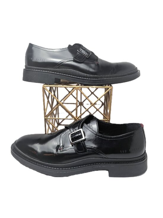 Ted Baker London Elvan Black Leather Crossover Strap Dress Shoes Men\'s 12 NWOB main image 5